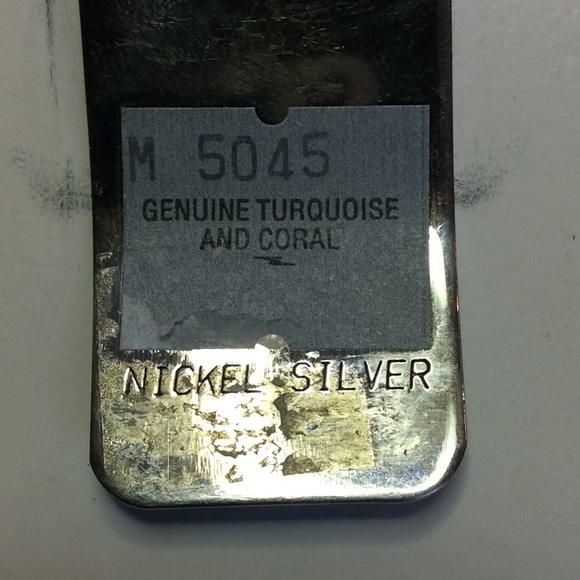 FINAL SALE PRICE Silver Southwest Money Clip w/Turquoise & Coral - Picture 3 of 3